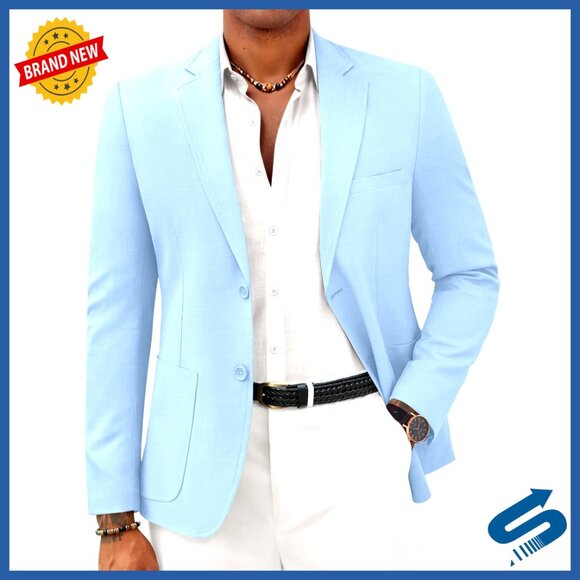 Slim Fit Lightweight Linen Sport Coat Blazer Business Casual Jacket